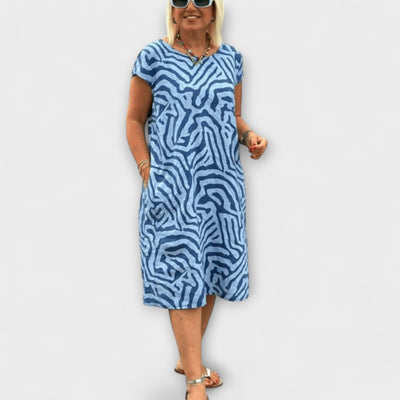 Nelia - Summer Dress with Round Neck and Beautiful Print