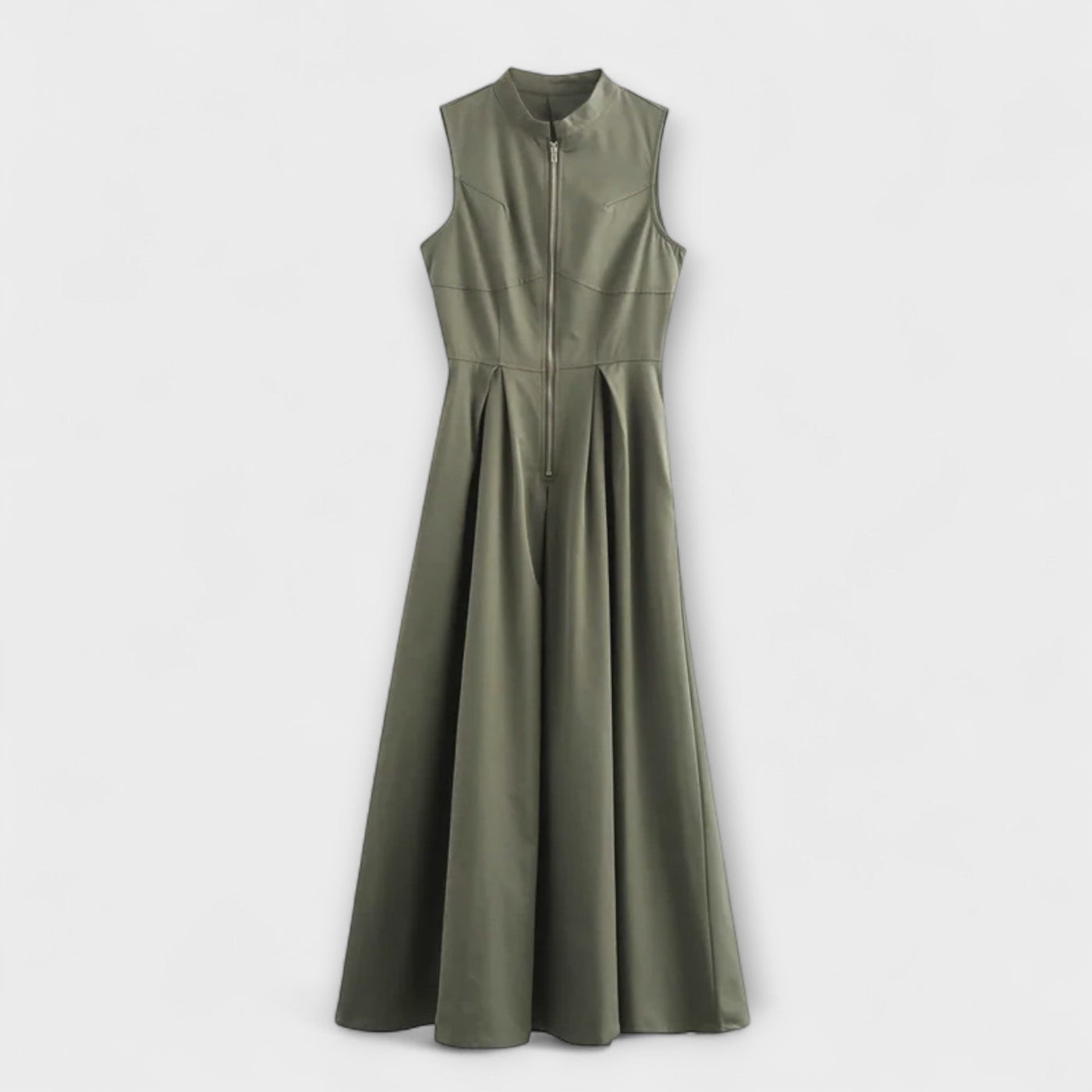 Sleeveless Pleated Bodycon Midi Dress