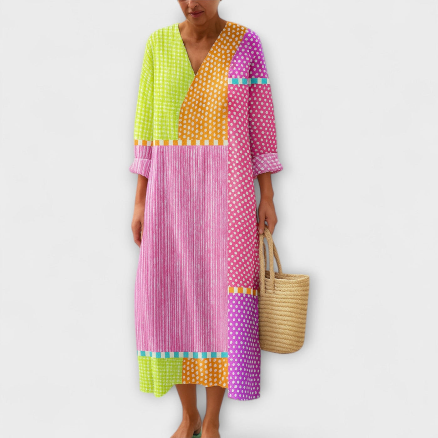 Bella - Creative Patchwork Flow Dress