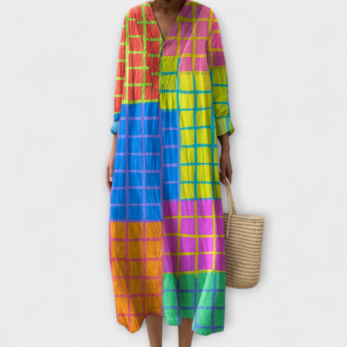 Alice - Grid Maxi Dress with Relaxed Fit