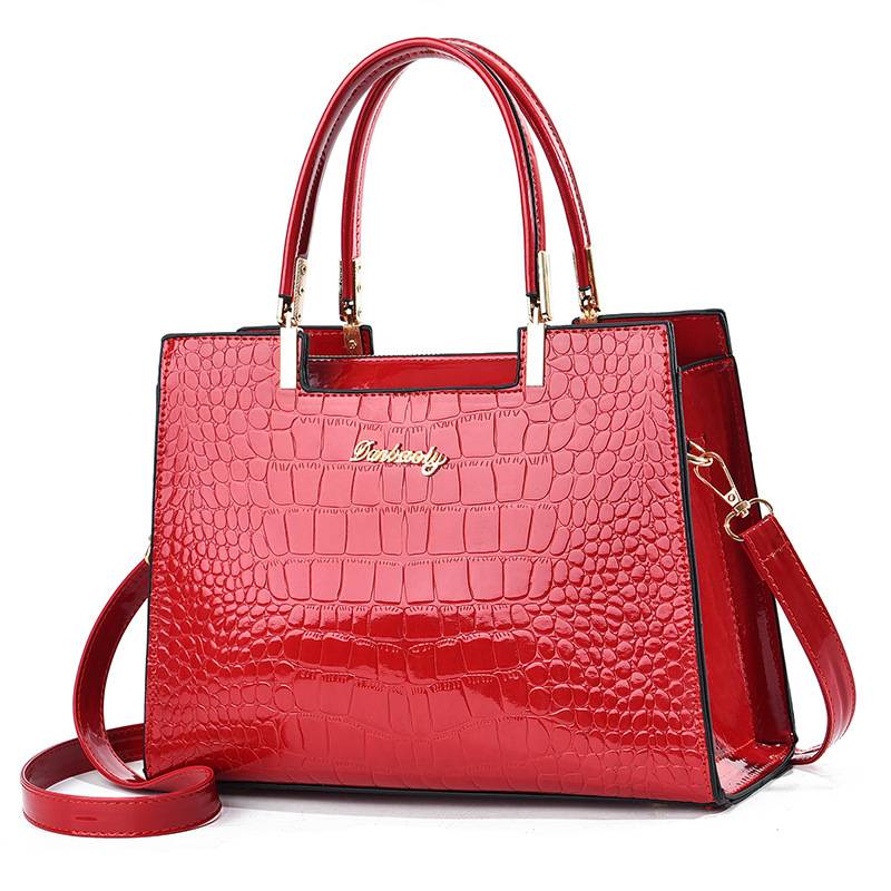 Maison Claire - Glossy Crocodile Pattern Handbag